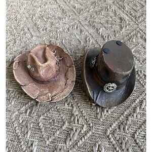 2 Cowboy Western Hat Resin Figurine, Decorative Desk western hat paperweight.